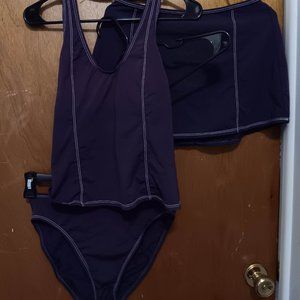 Anne Cole s10 M Tankini Top, bottom, skirt 3 piece Swimsuit Made in USA!